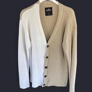 Tan and White Knit Cardigan